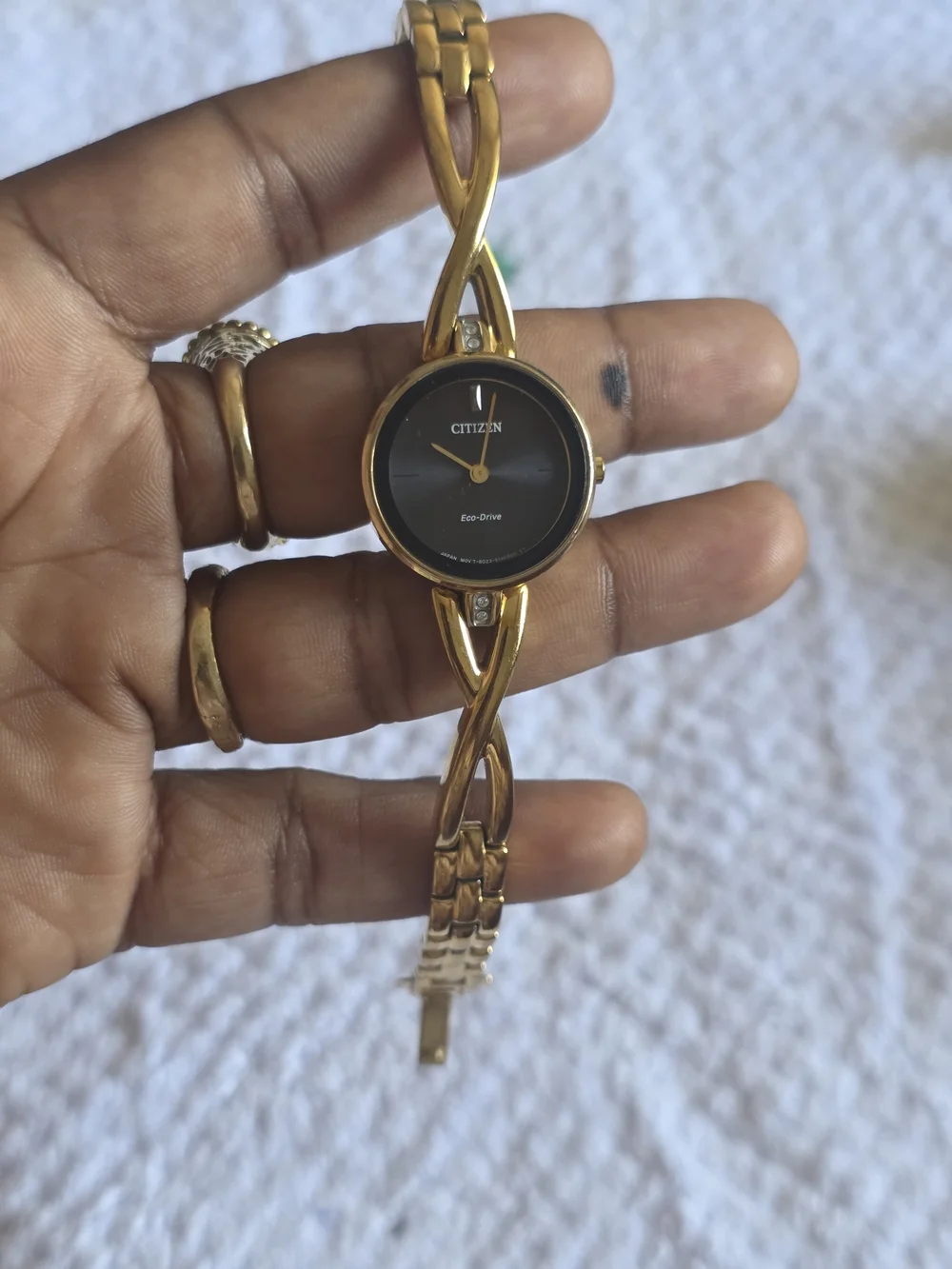 Citizen Women's Gold-Tone Eco-Drive Bracelet Watch - Black Dial Small Wrist